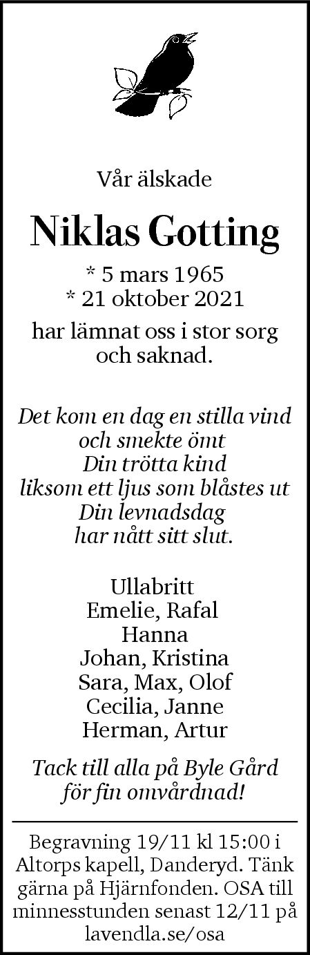 Dödsannons för Niklas
