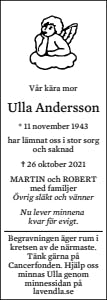Dödsannons för Ulla