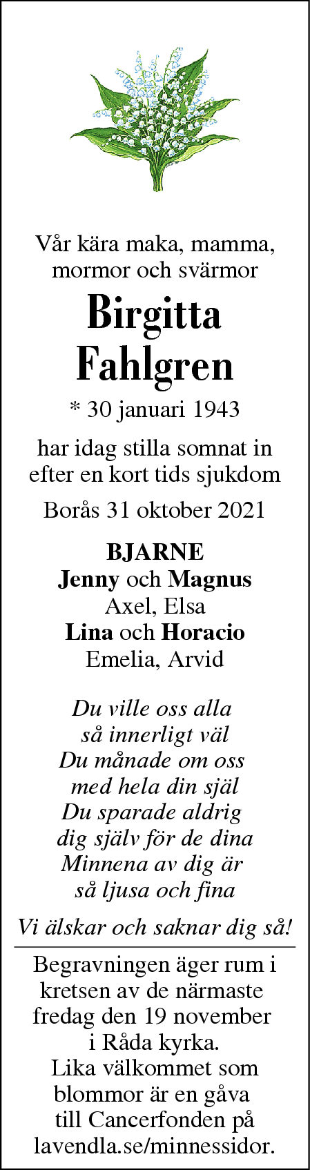 Dödsannons för Birgitta