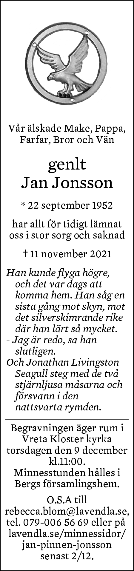 Dödsannons för Pinnen