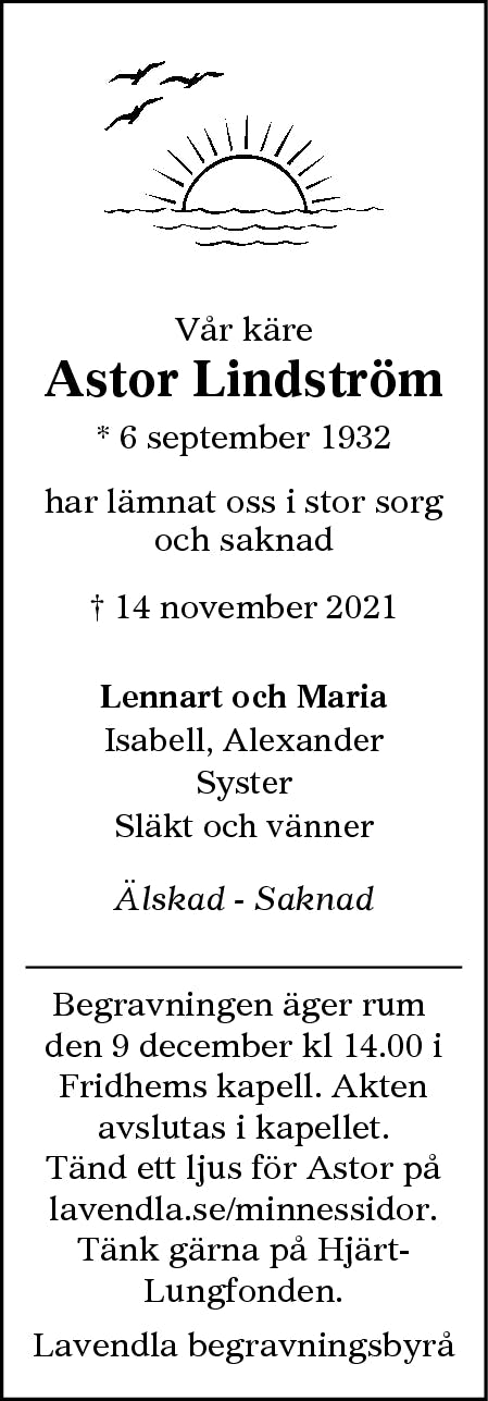 Dödsannons för Astor