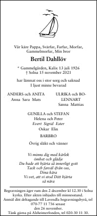Dödsannons för Bertil