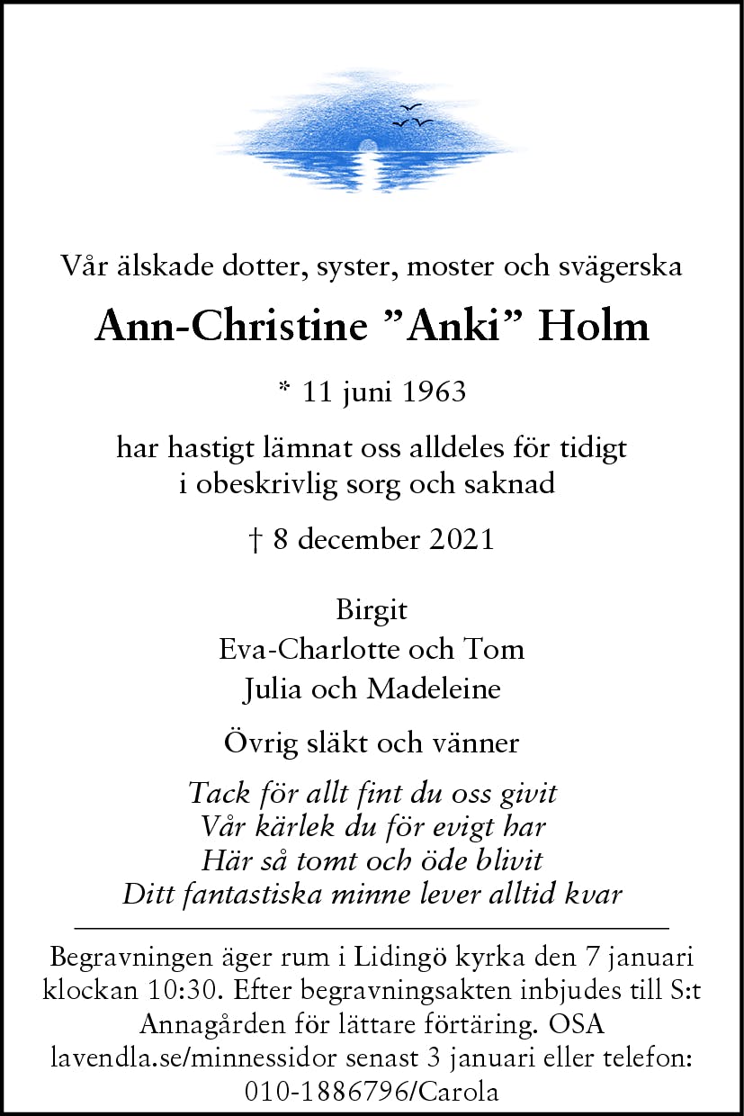 Dödsannons för Anki