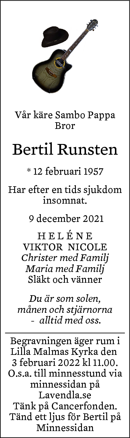 Dödsannons för Bertil