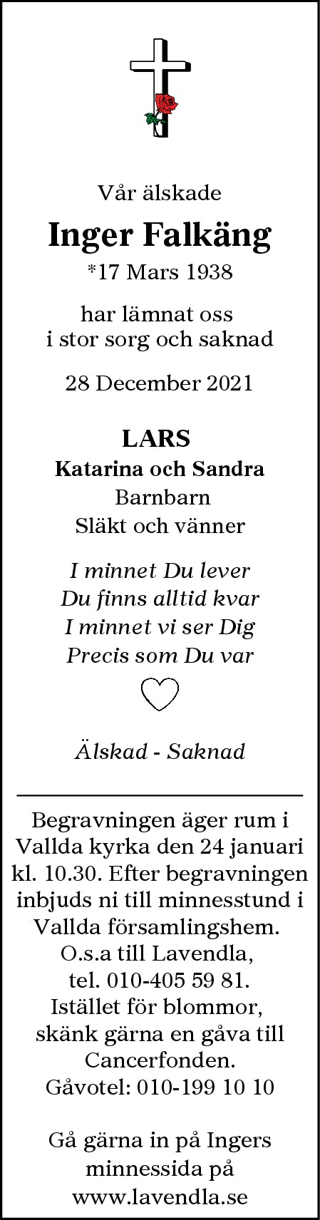 Dödsannons för Inger