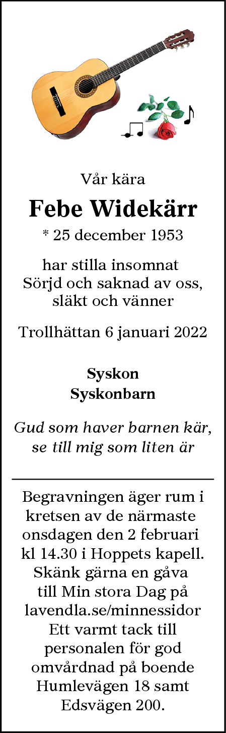 Dödsannons för Febe