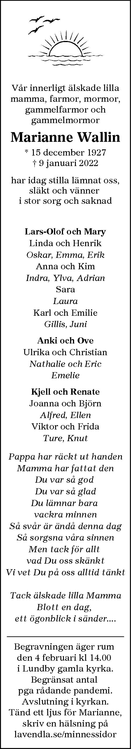 Dödsannons för Marianne