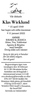 Dödsannons för Klas