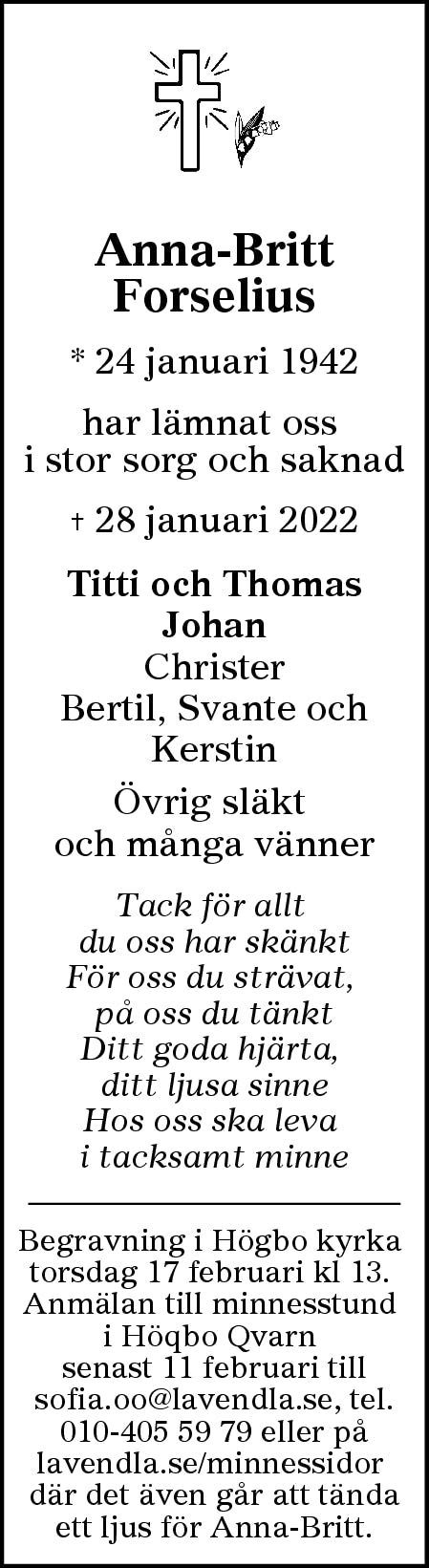 Dödsannons för Anna-Britt