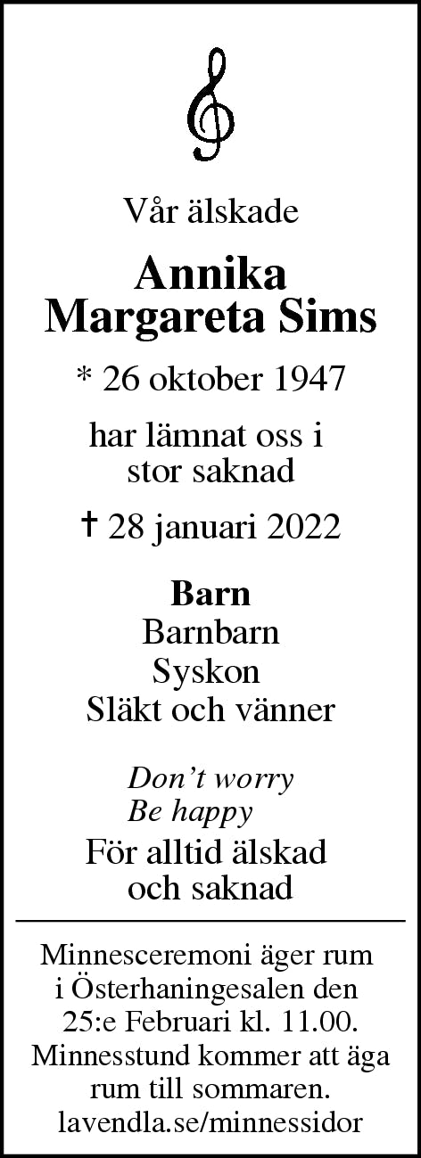 Dödsannons för Annika