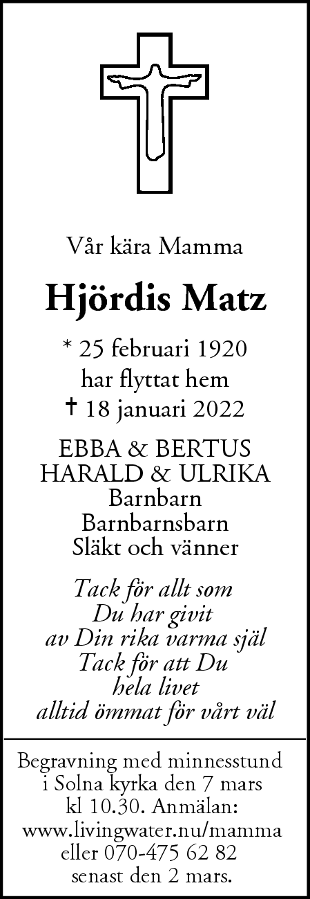 Dödsannons för Hjördis