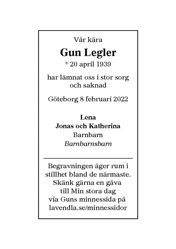 Dödsannons för Gun