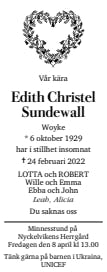 Dödsannons för Edith Christel