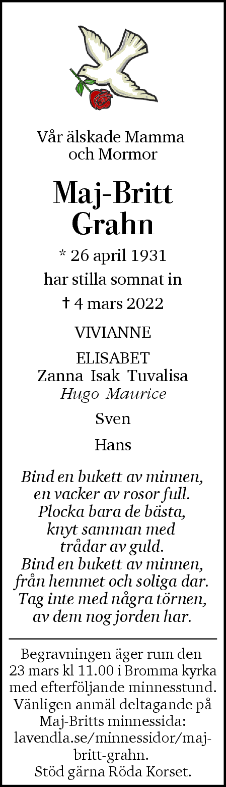 Dödsannons för Maj-Britt