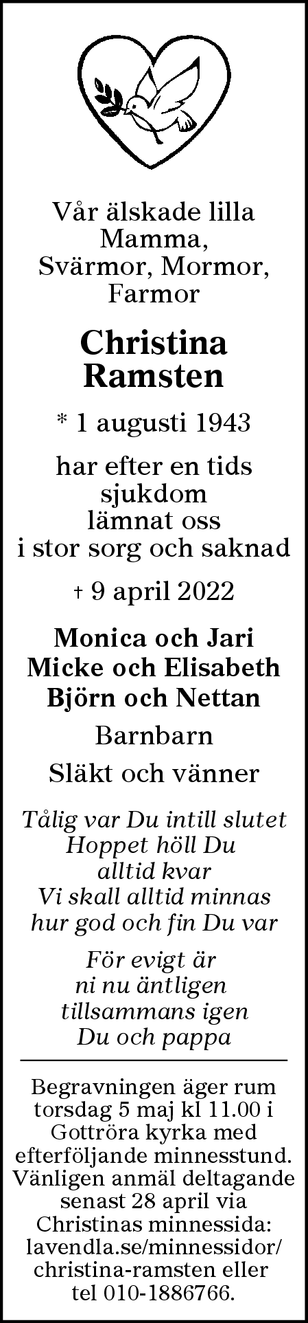 Dödsannons för Christina