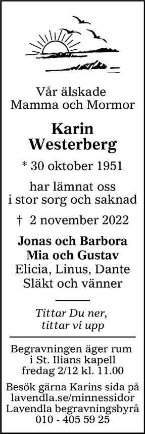 Dödsannons för Karin