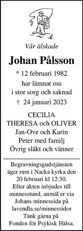 Dödsannons för Johan