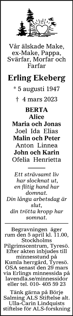 Dödsannons för Erling