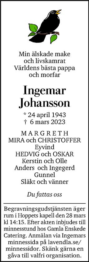 Dödsannons för Ingemar
