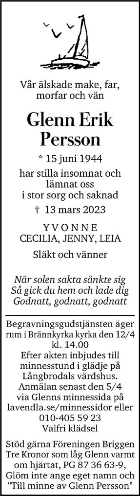 Dödsannons för Glenn