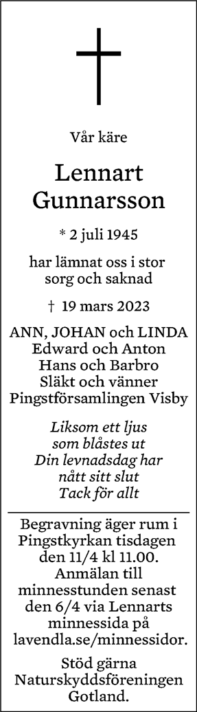 Dödsannons för Lennart