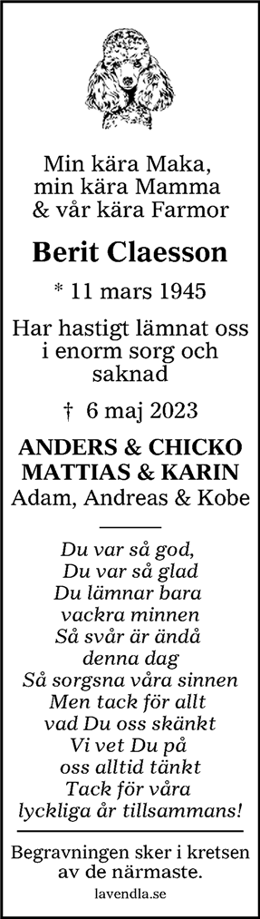 Dödsannons för Berit