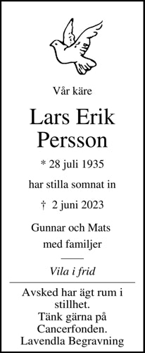 Dödsannons för Lars Erik