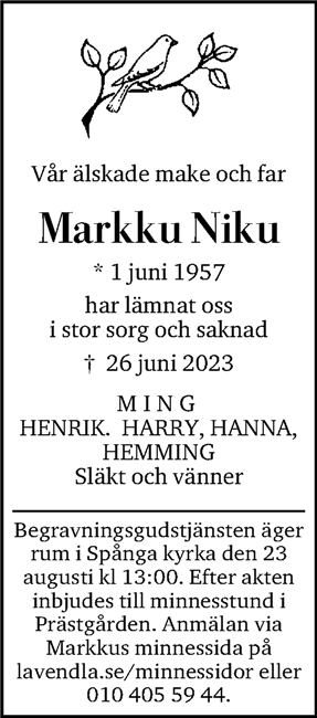 Dödsannons för Markku