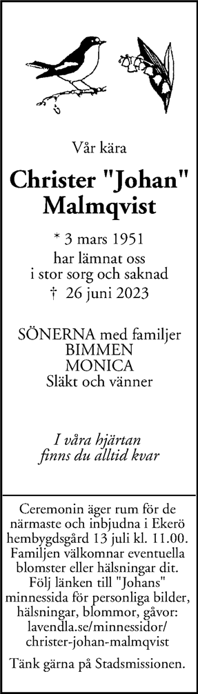 Dödsannons för Johan