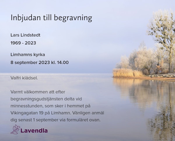 Inbjudningskort till ceremonin för Lars Lindstedt