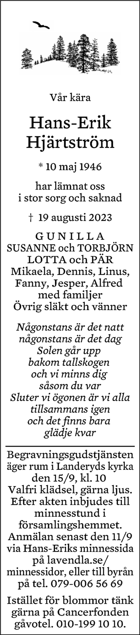 Dödsannons för Hans-Erik