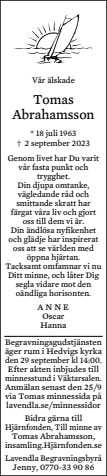 Dödsannons för Tomas