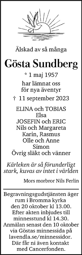 Dödsannons för Gösta