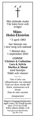 Dödsannons för Måns Holst-