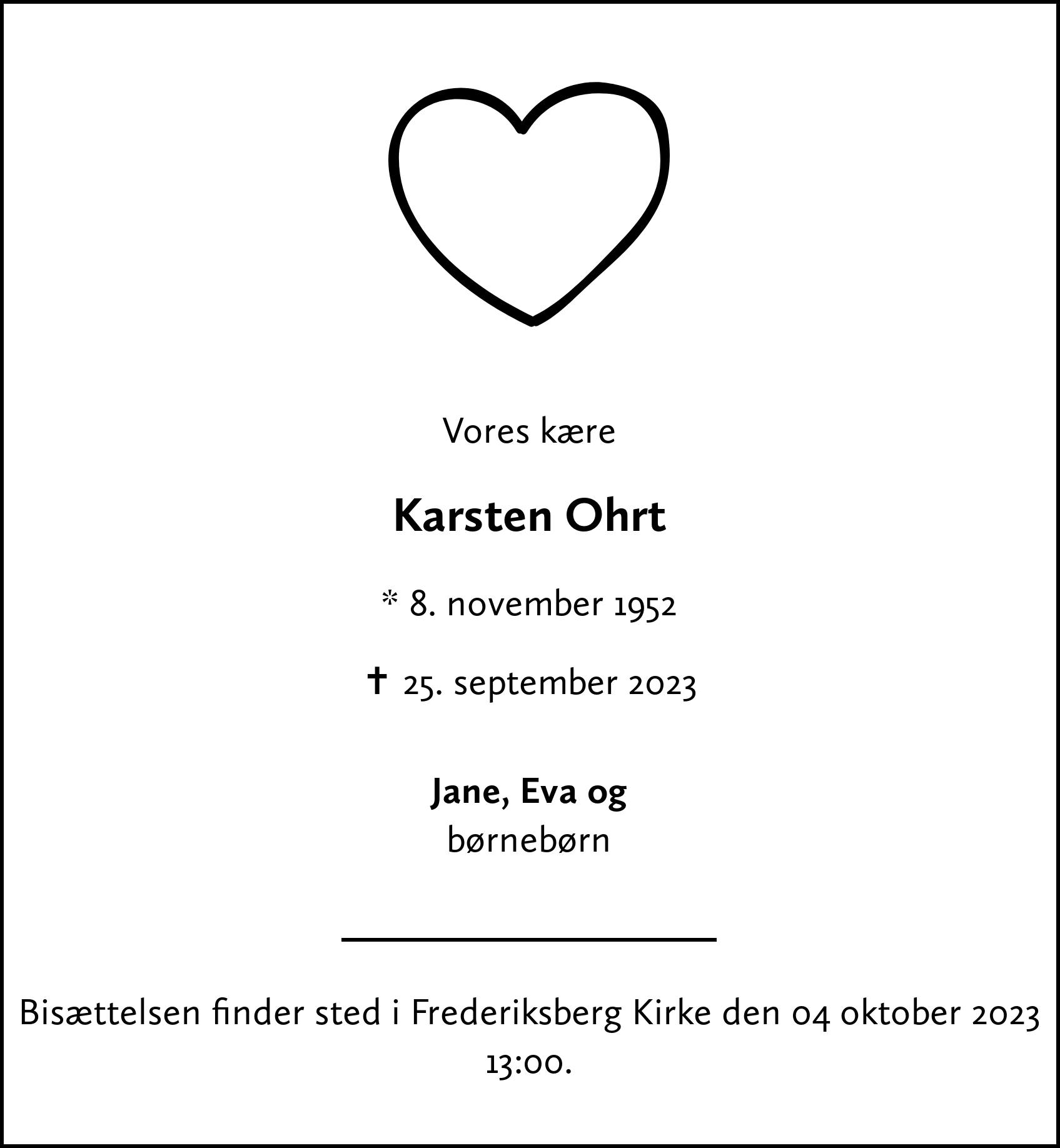 Dødsannonce for Karsten