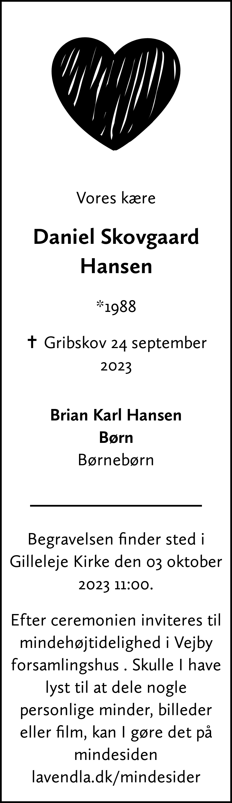 Dödsannons för Daniel