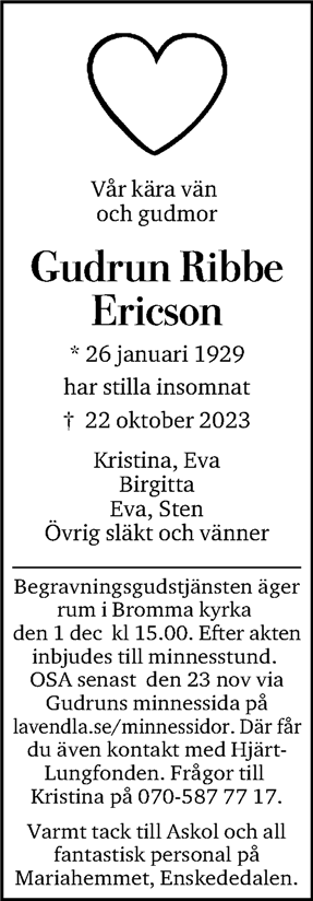 Dödsannons för Gudrun