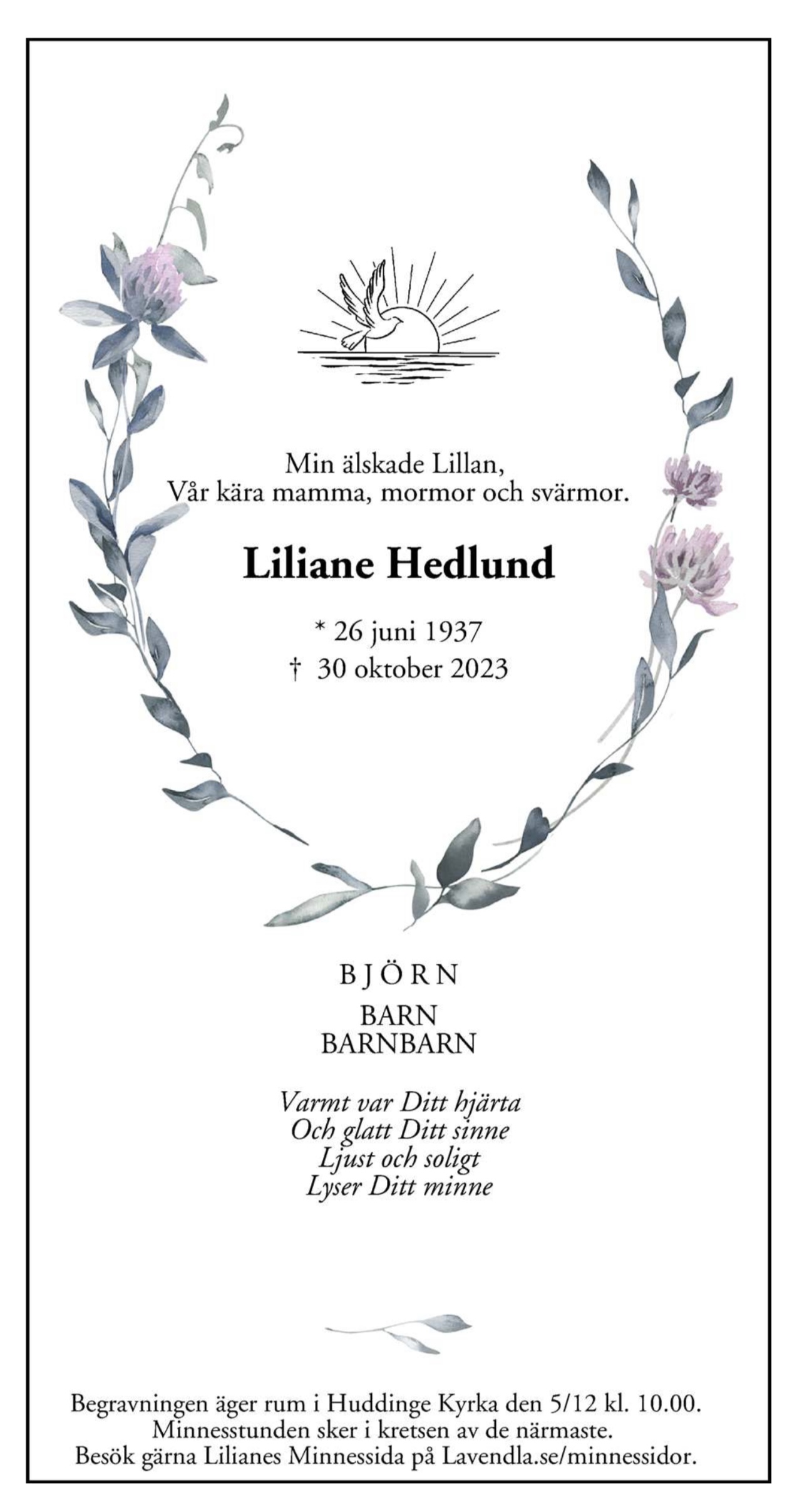 Dödsannons för Liliane