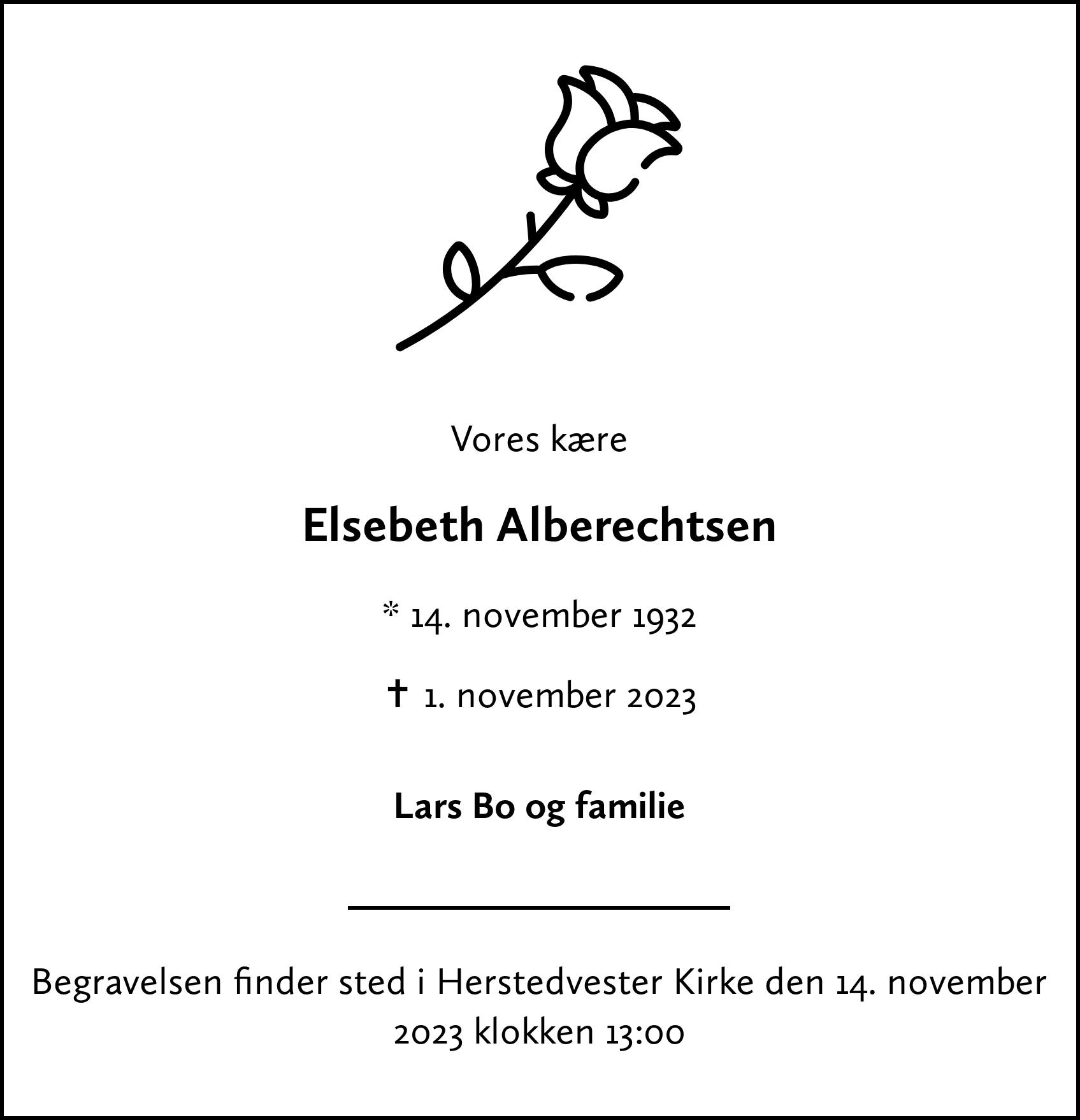 Dødsannonce for Elsebeth