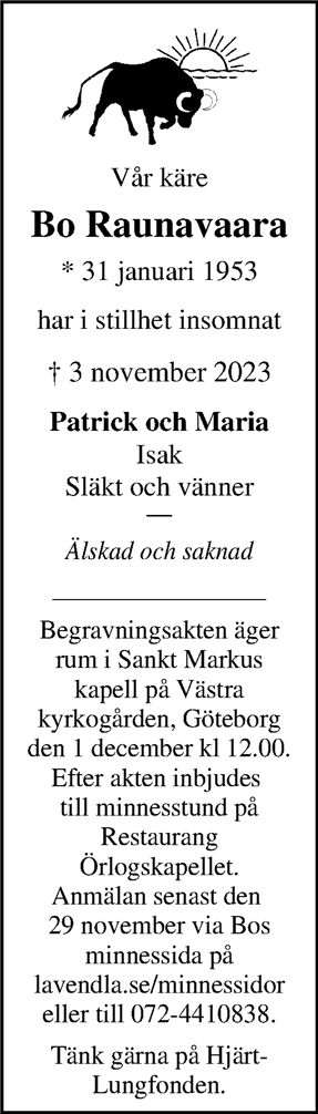 Dödsannons för Bo