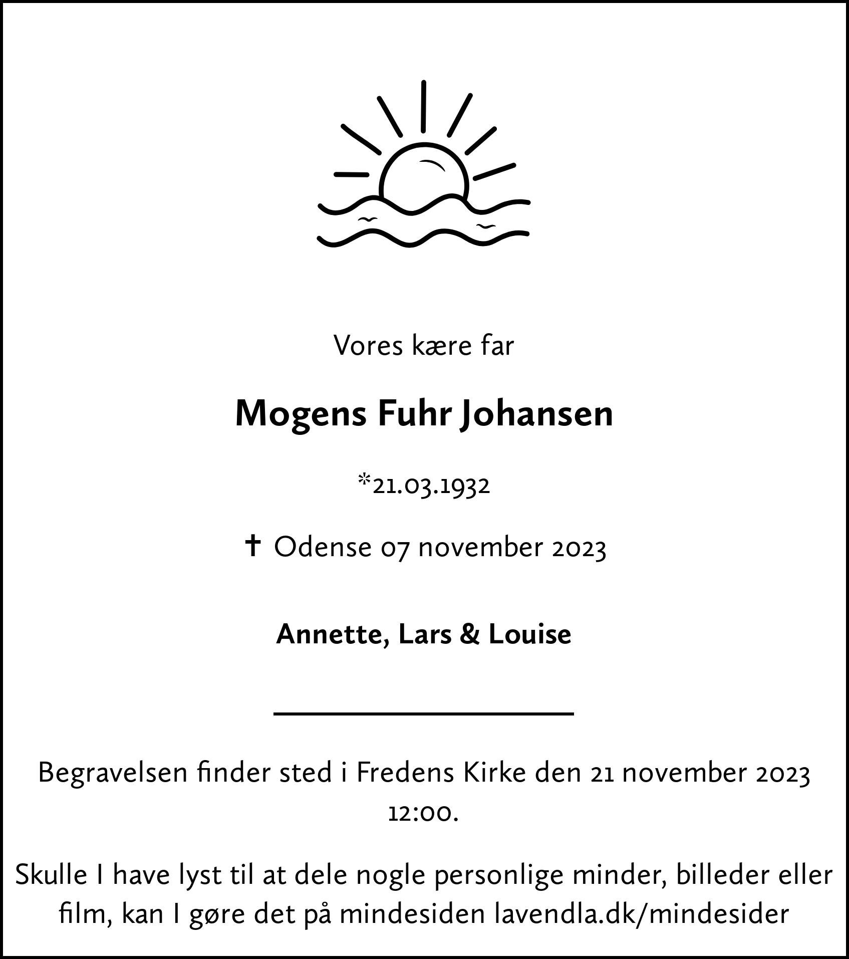 Dødsannonce for Mogens