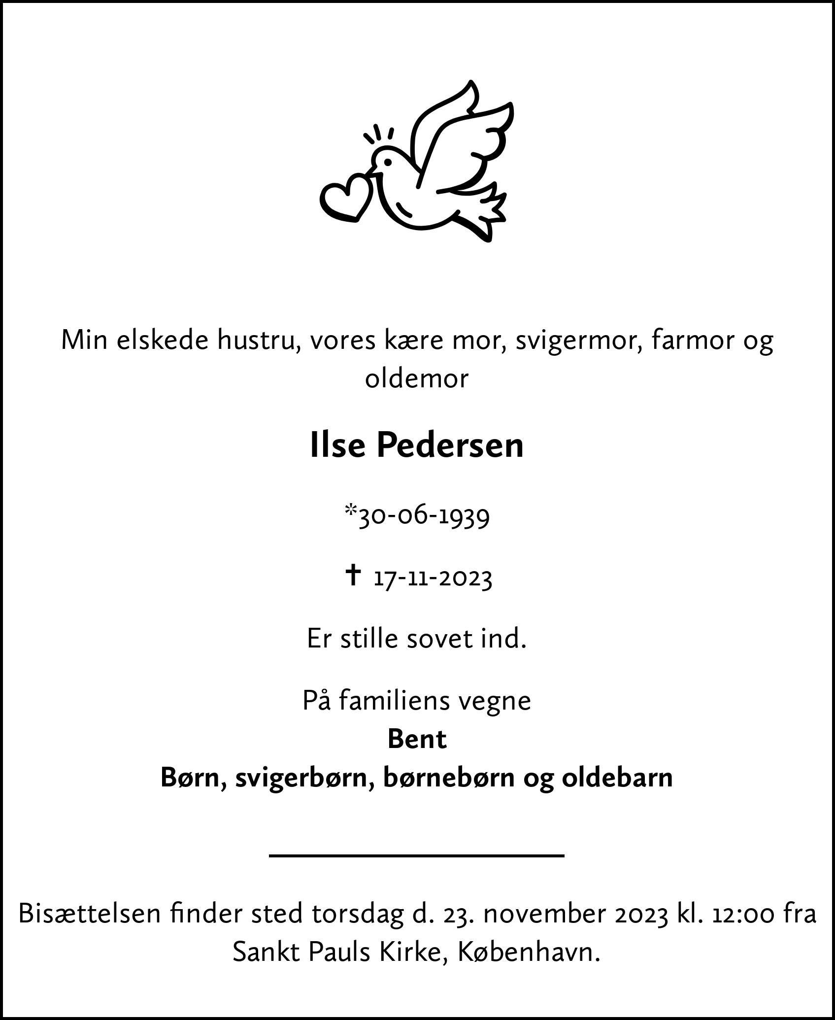 Dødsannonce for Ilse