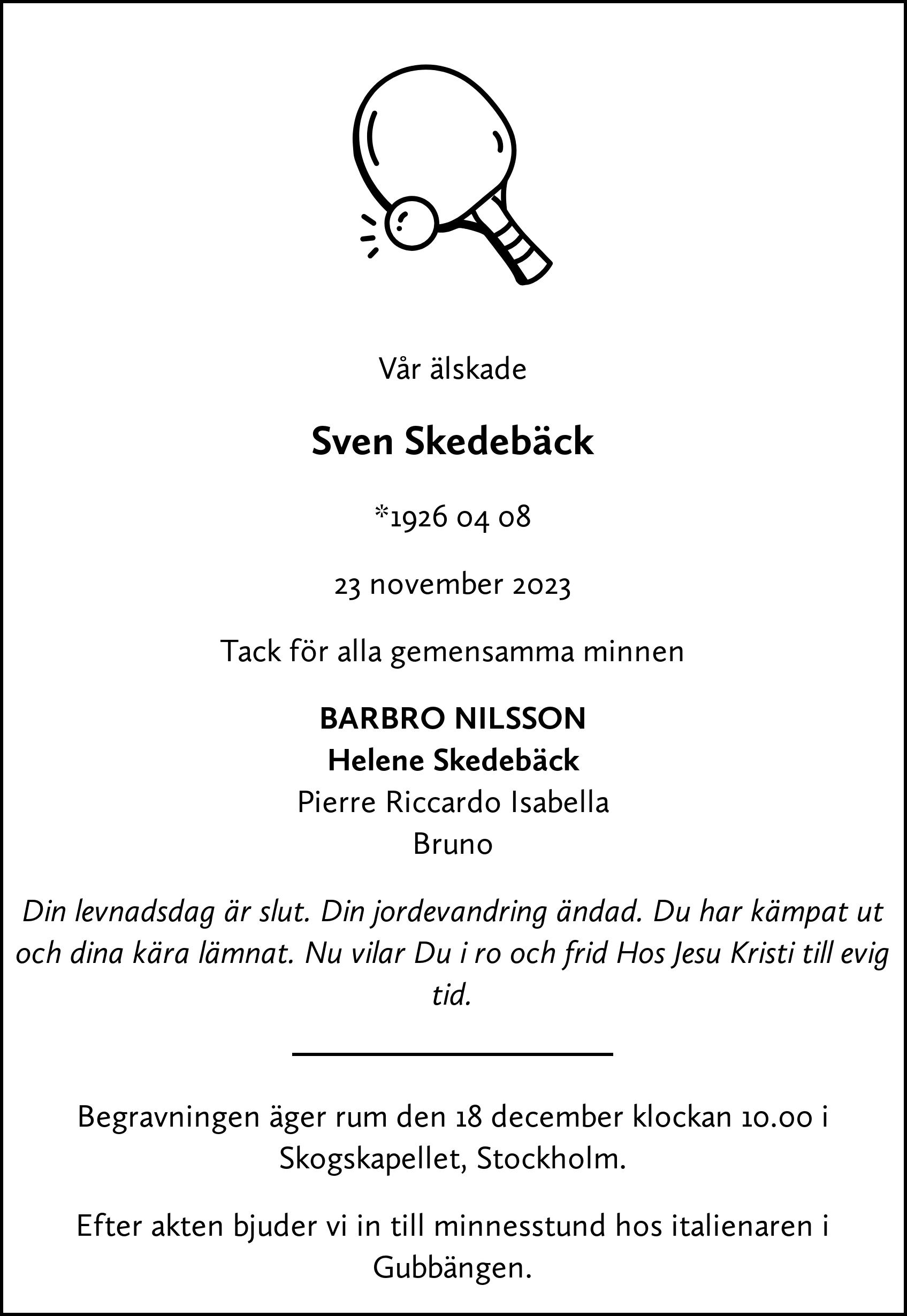 Dödsannons för Sven