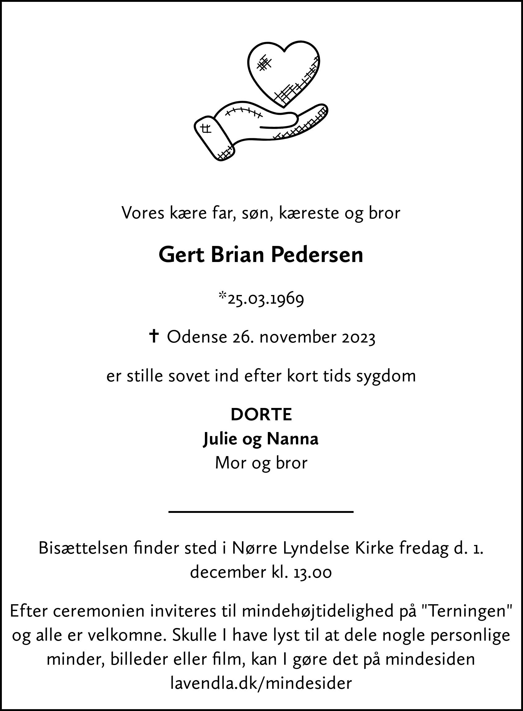 Dødsannonce for Gert Brian