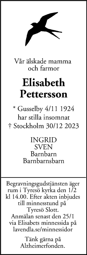 Dödsannons för Elisabeth