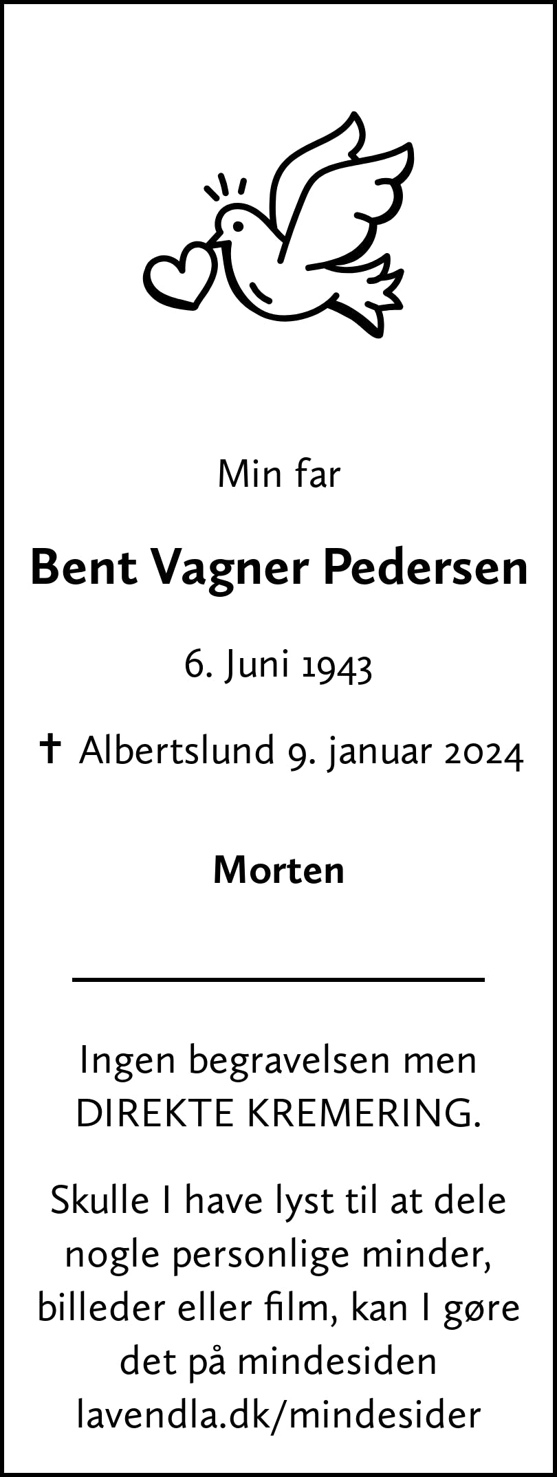 Dødsannonce for Bent