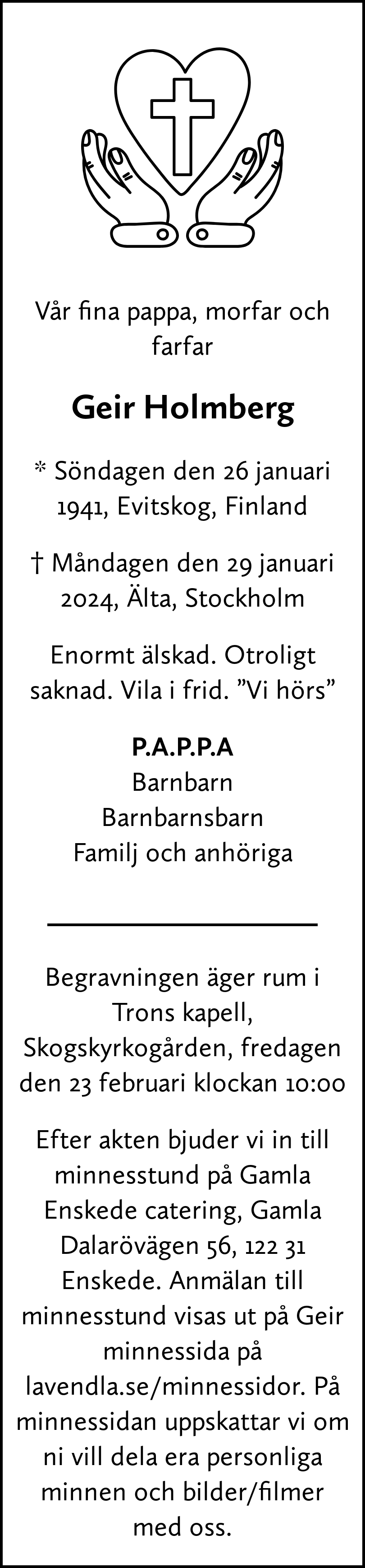 Dödsannons för Geir