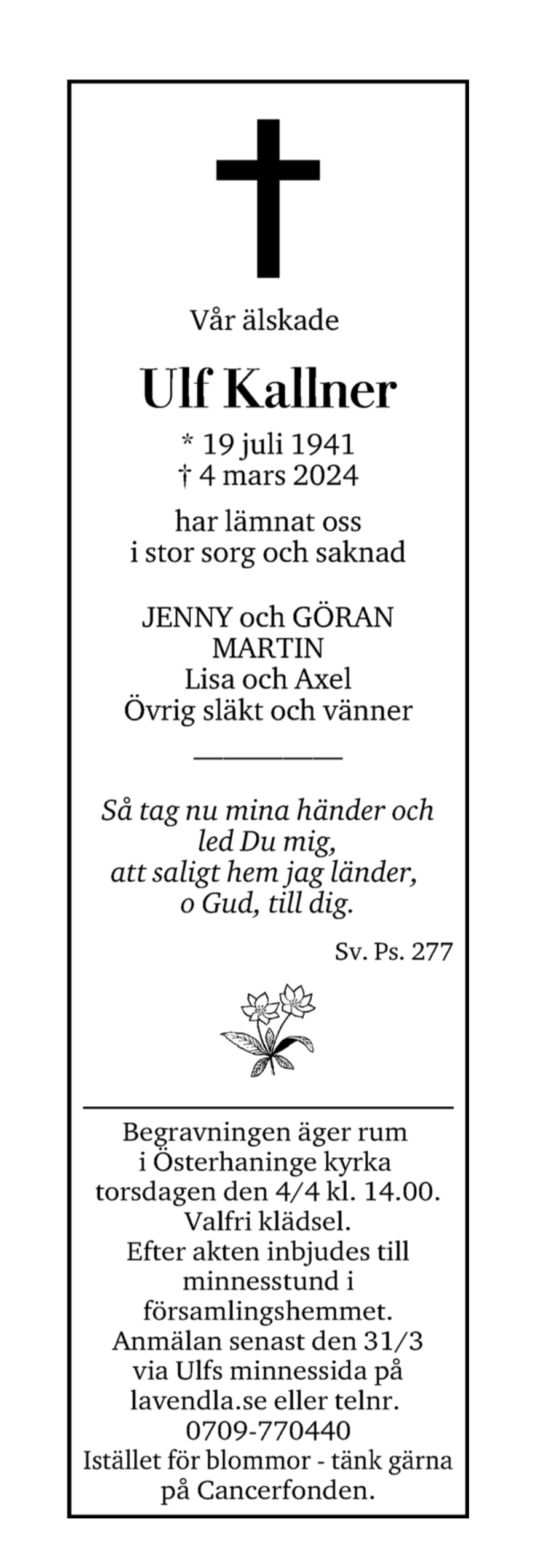 Dödsannons för Ulf