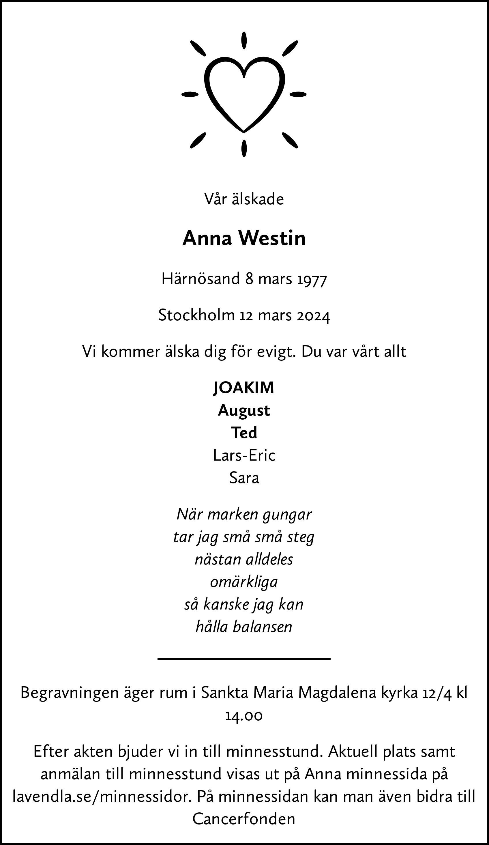 Dödsannons för Anna