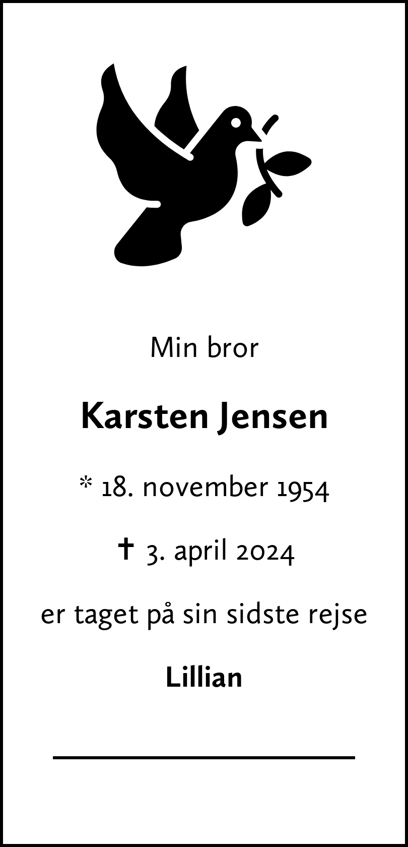 Dødsannonce for Karsten